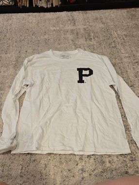 Portland Gear Crewneck Long-Sleeve Shirt in White with Black 'P'